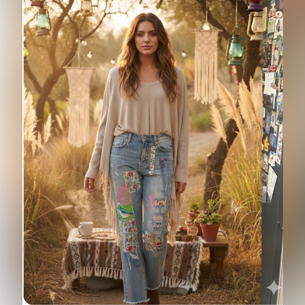 EUNINA refurbished floral patchwork jeans size 29